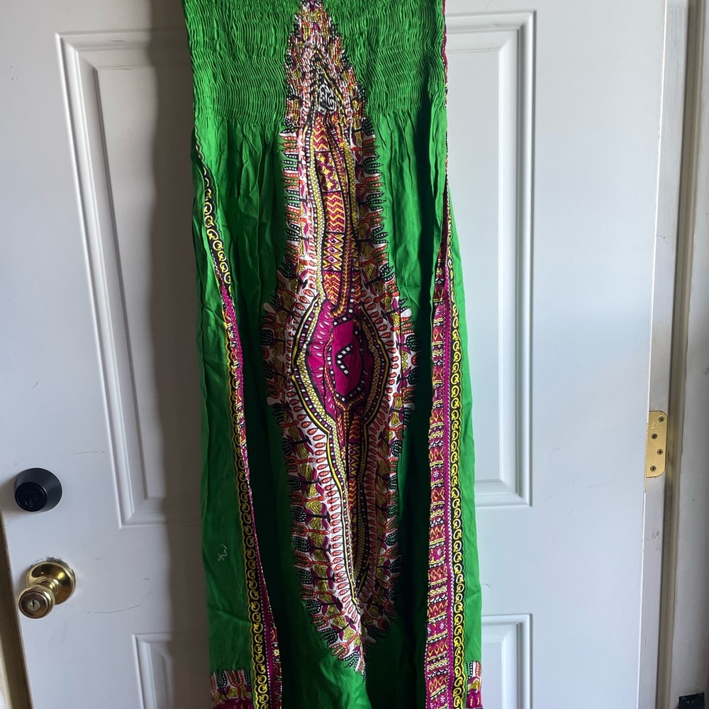 Karan Green and Multicolor Patterned Dress free size